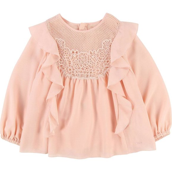 Chloe Girl's Kid's Frill Blouse Size 10Y Light Pink - Picture 1 of 8